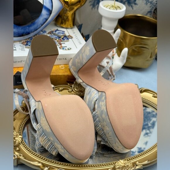 🆕 LOEFFLER RANDALL 🧿 NWOB Natalia Blue Floral Platform Sandals, Sz 7 US - Picture 15 of 15